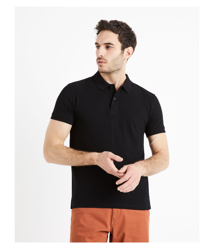 Essentials – Polo en piqué de coton pour homme, coupe régulière,  noir, taille XXL : : Mode